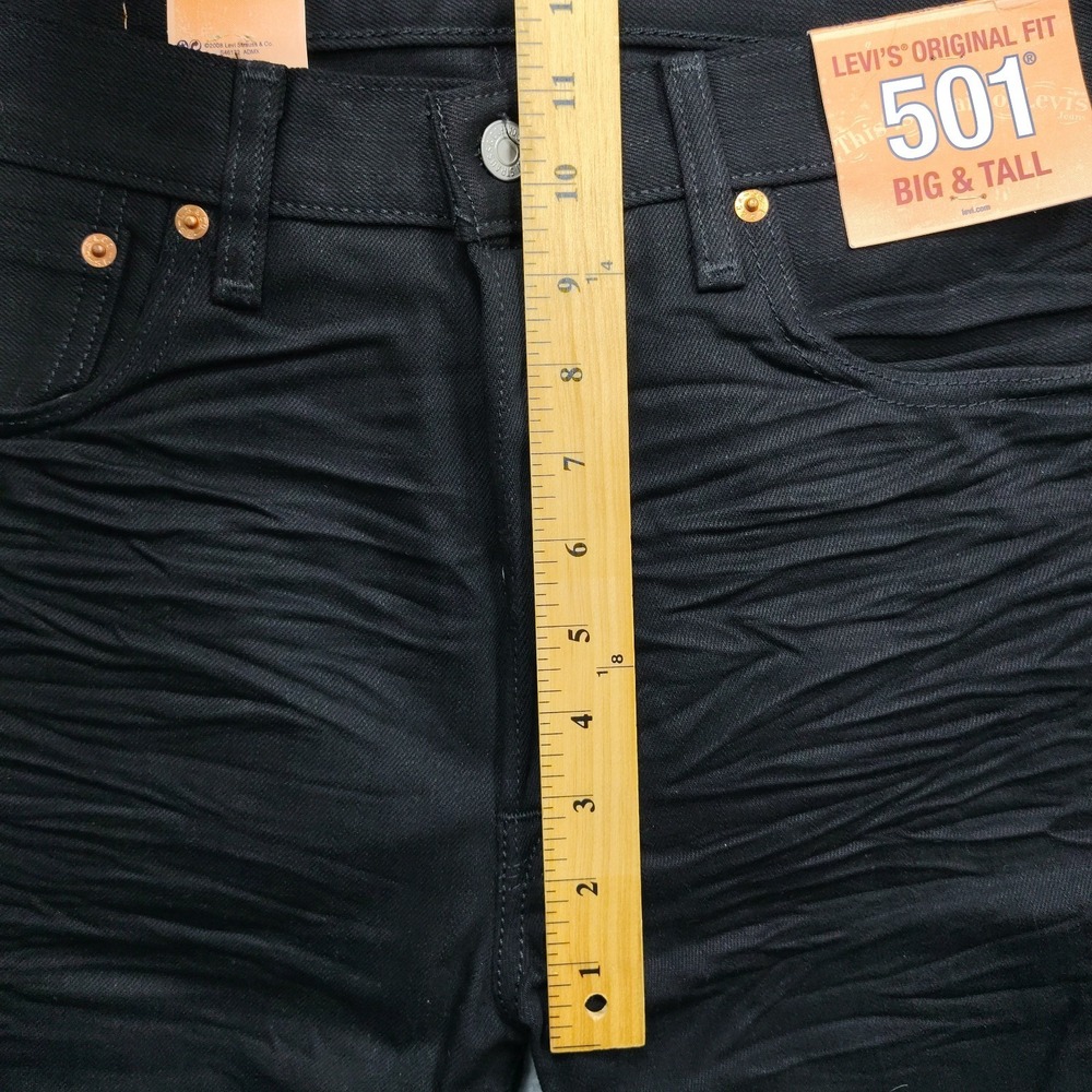 Levi's 501 Jeans Mens 34x38 Black Denim Big & Tall Straight Leg Button Fly NWT - Picture 14 of 16